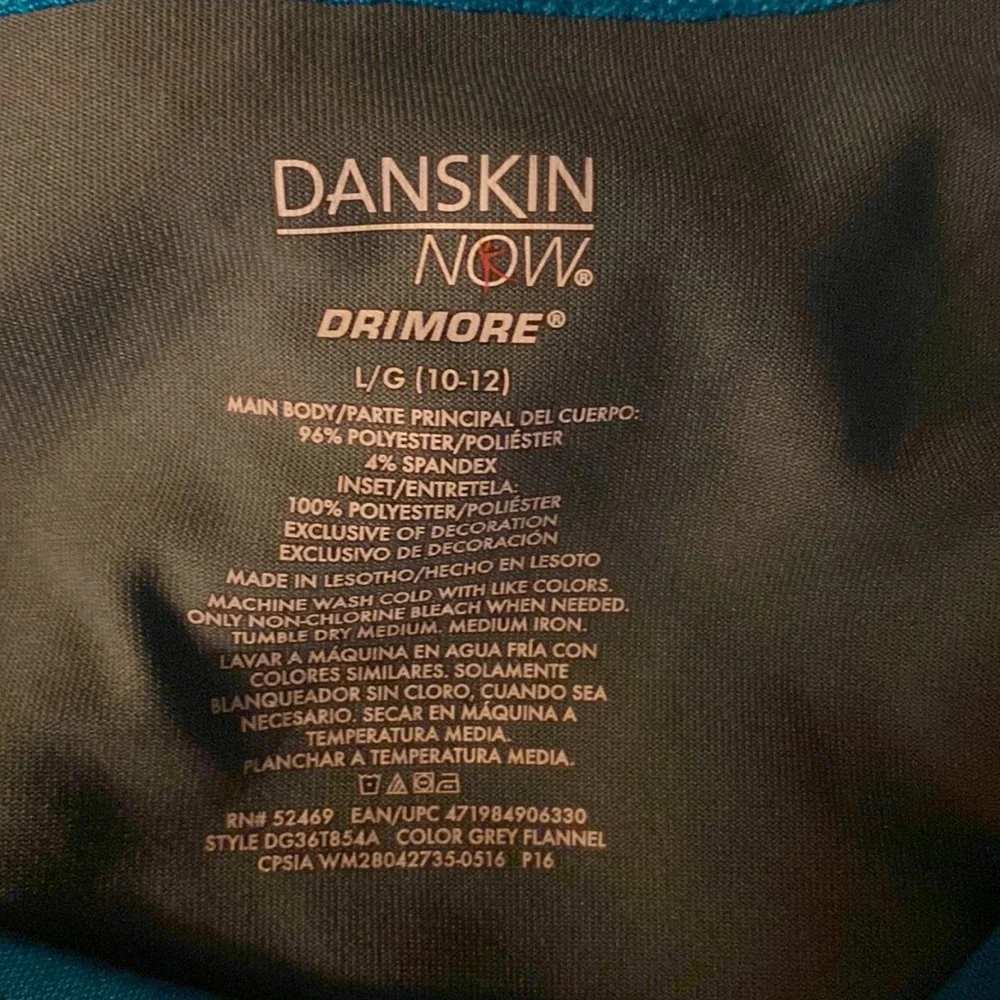 Danskin Now Girls Long Sleeve Athletic Top in Gray and Teal